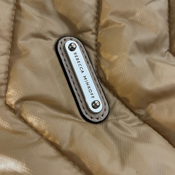 Rebecca Minkoff Edie Nylon Quilted Chain Strap Gold XL Messenger Shoulder Bag - Picture 6 of 16